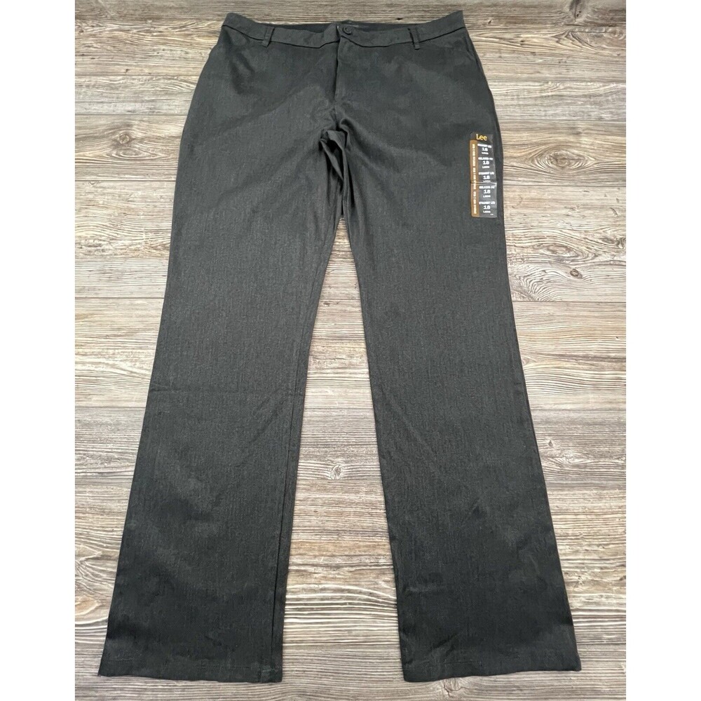 Lee Pants Womens 18L Gray Ponte Relaxed Fit Mid Rise Flat Front Straight Leg NWT